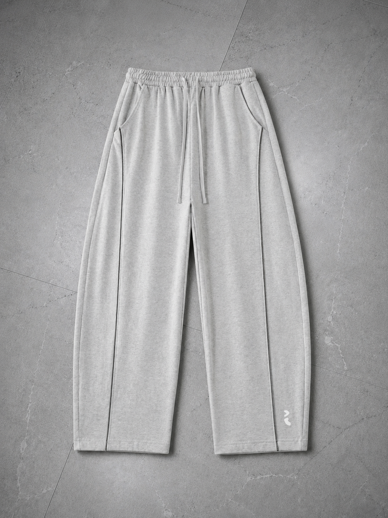 Heavyweight Barrel Leg Sweatpants — Flower Gray