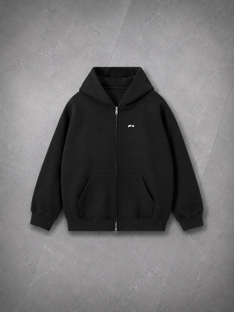 Essential Heavyweight Zip Hoodie — Black