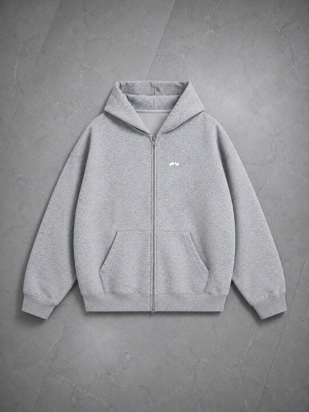 Essential Heavyweight Zip Hoodie — Flower Gray