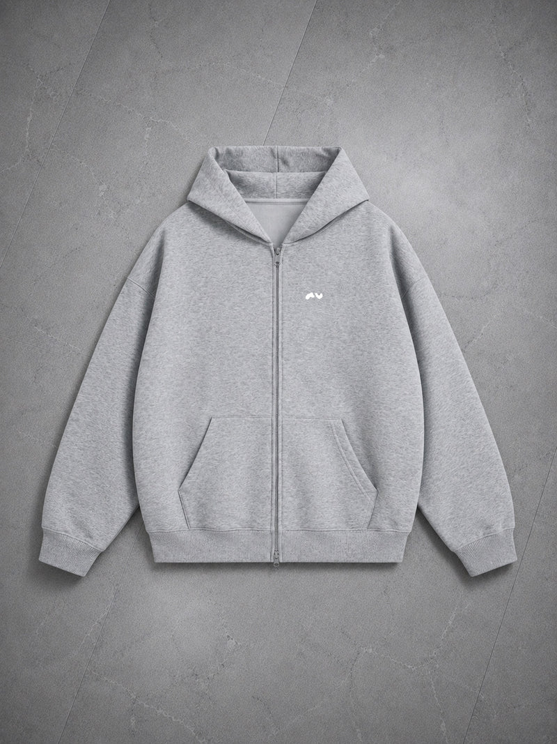 Essential Heavyweight Zip Hoodie — Flower Gray