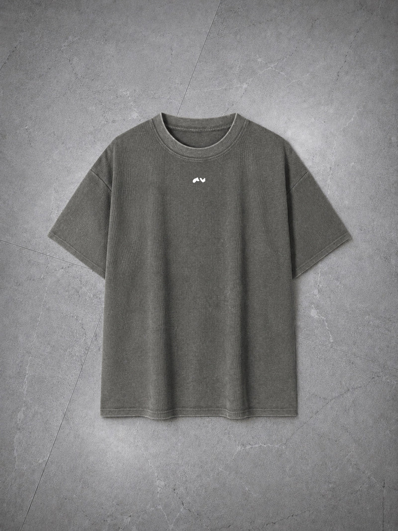 Mineral Wash Waffle Knit Tee — Gray