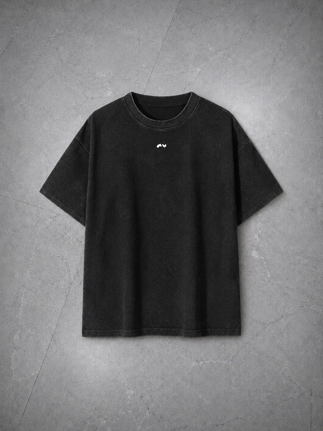 Mineral Wash Waffle Knit Tee — Black