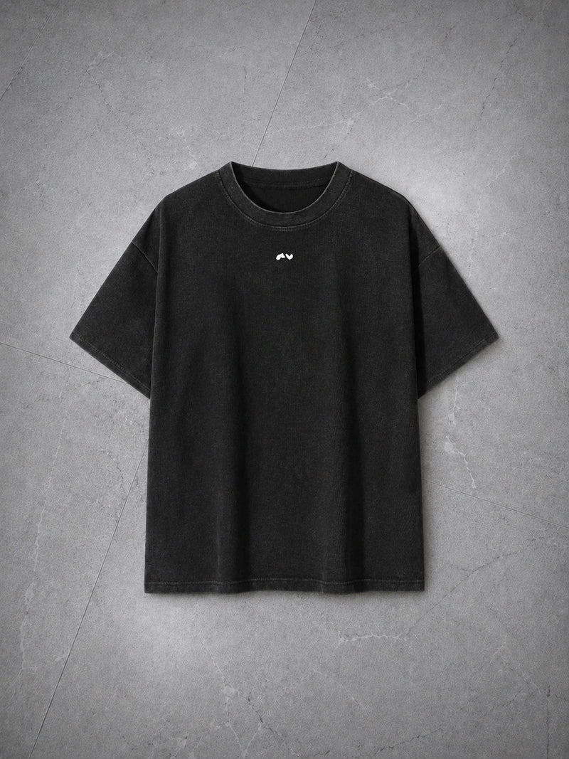 Mineral Wash Waffle Knit Tee — Black